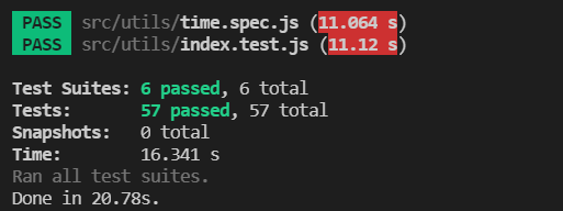 Unit test results